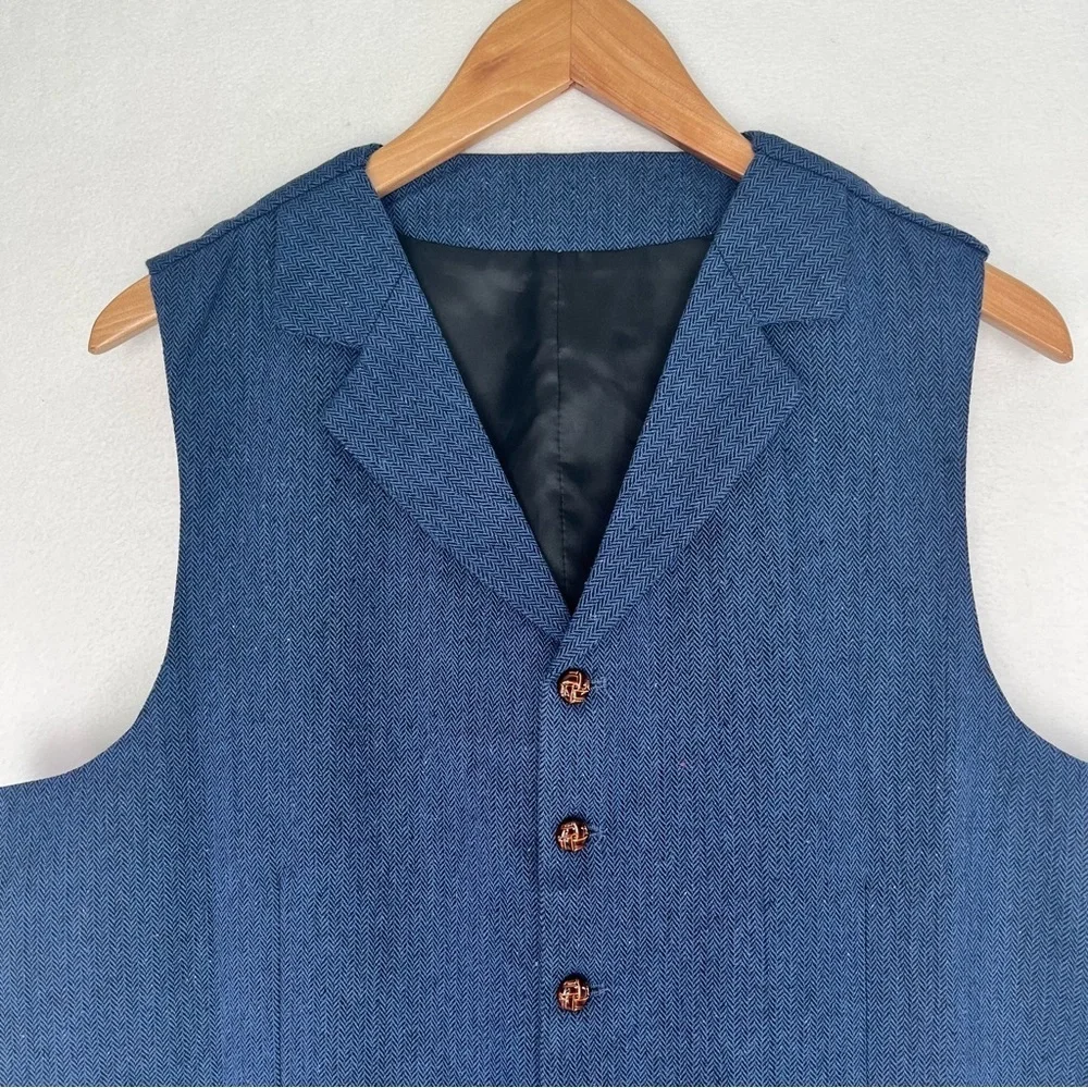 NWOT Unbranded Men's Vest Classic Herringbone Tweed V Neck Chest Pocket Sz L